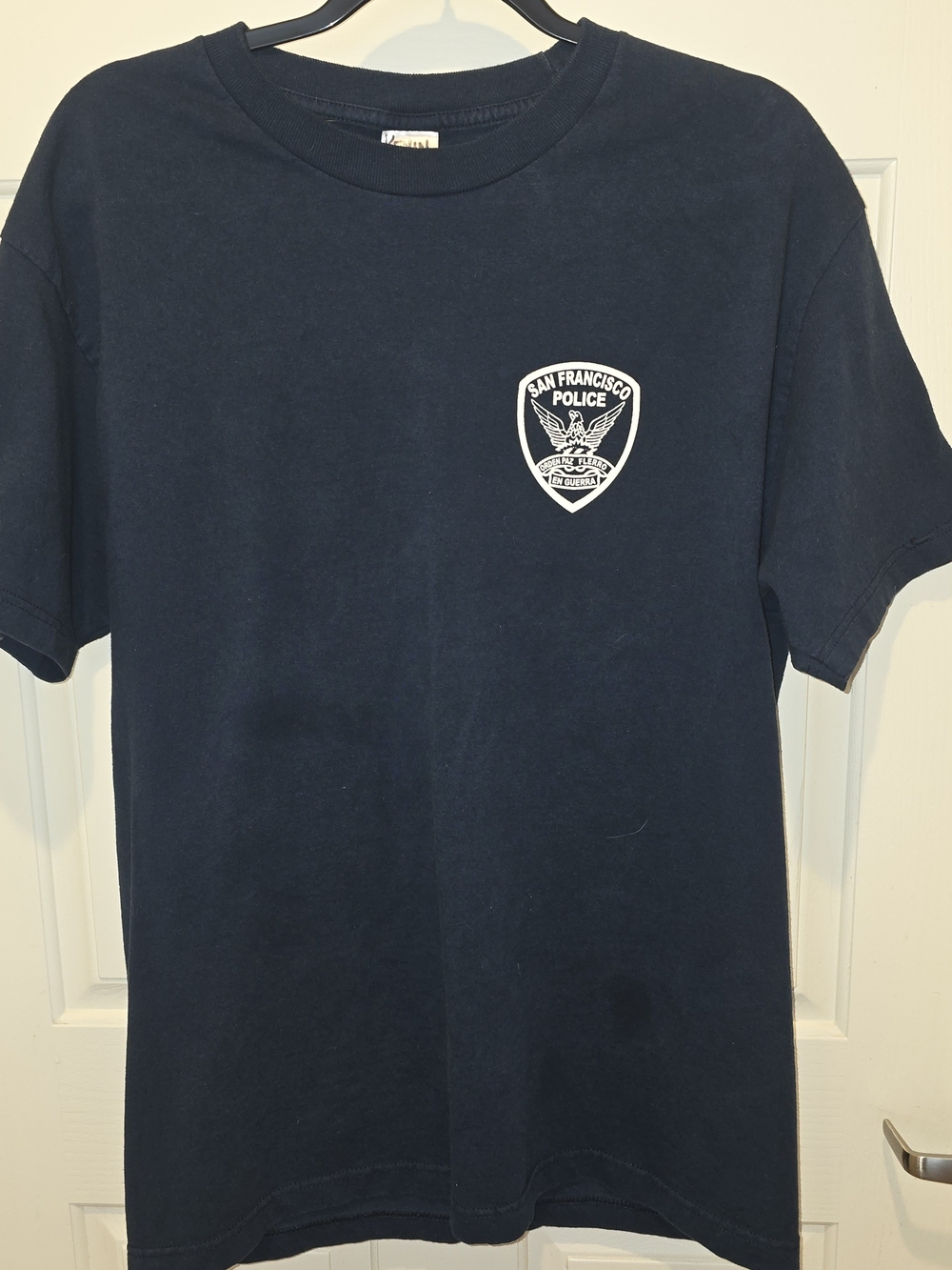 Vintage SFPD San Francisco Police T Shirt Large Navy Blue Y2K Back Logo